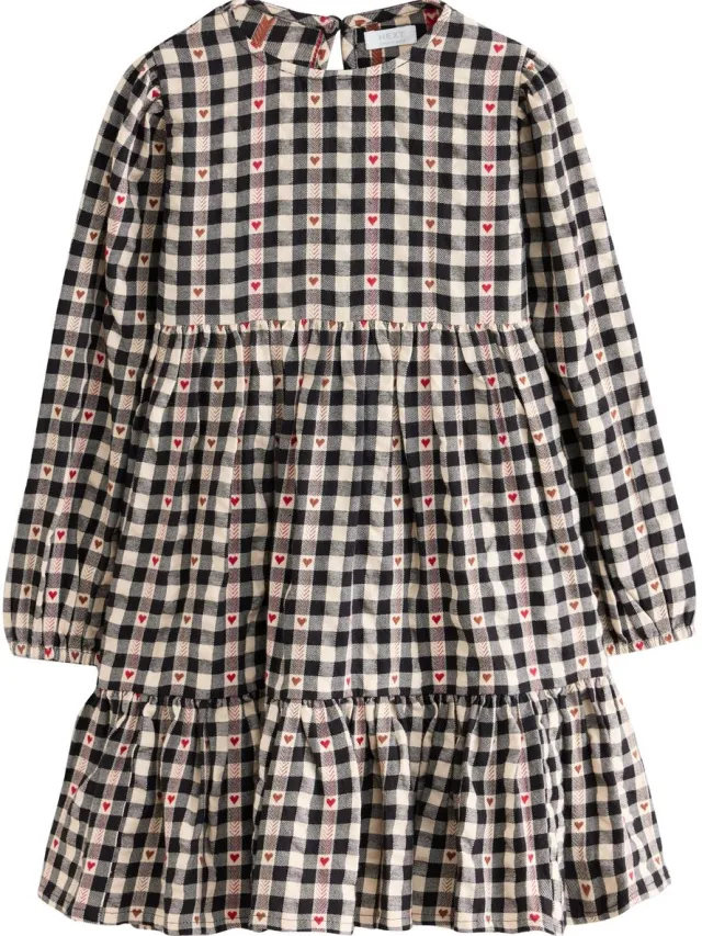 Next Meisjes - Jurk met stroken en ruiten - Zwart Black/White