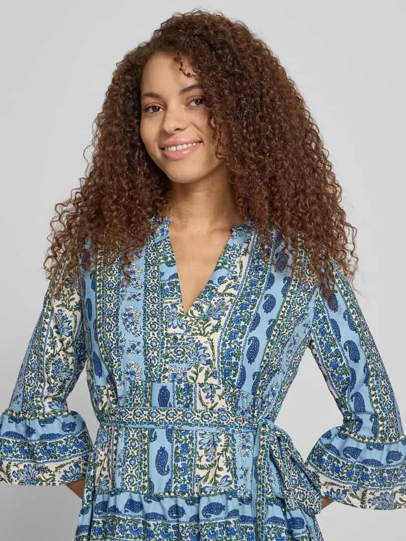 Only Losvallende vrijetijdsjurk met tailleriem om te strikken model 'SINA' bleu, foto 5