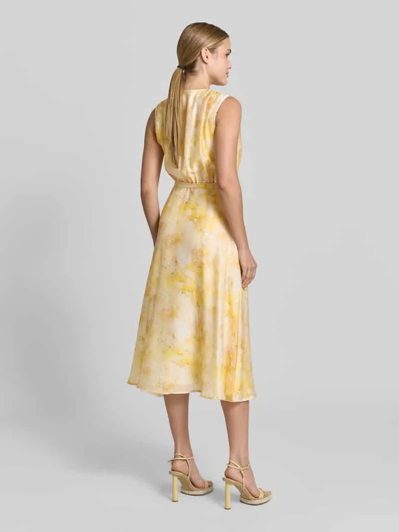 Jake*s Collection midi-jurk van lyocellmix in wikkellook Geel