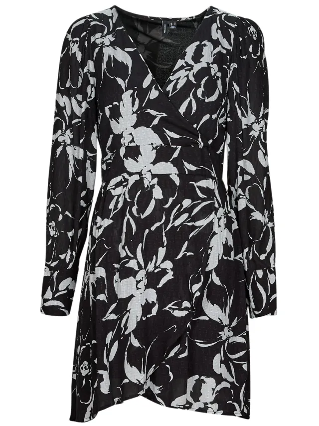 Vero Moda Korte Jurk Vero Moda VMPOLLIANA LS SHORT DRESS WVN Zwart