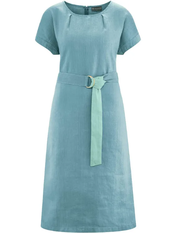 HempAge dames vegan Midi Jurk Timeless Wave Blauw, foto 2