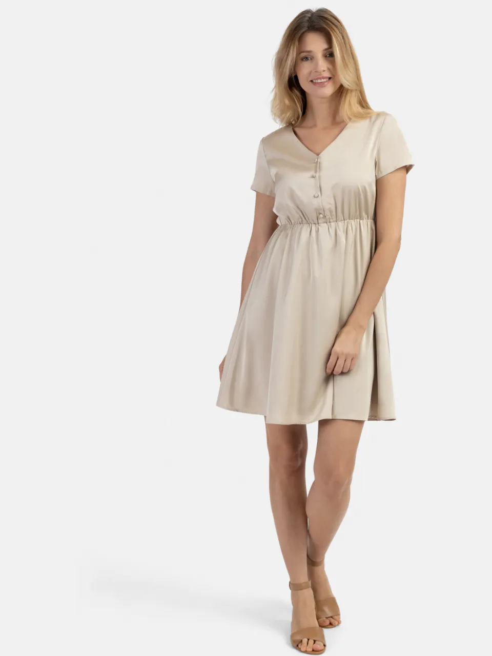 Usha midi-jurk Dames beige