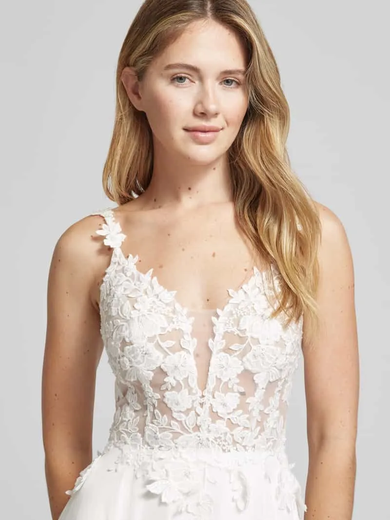 LUXUAR FASHION Avondjurk met kant en V-hals offwhite, foto 5