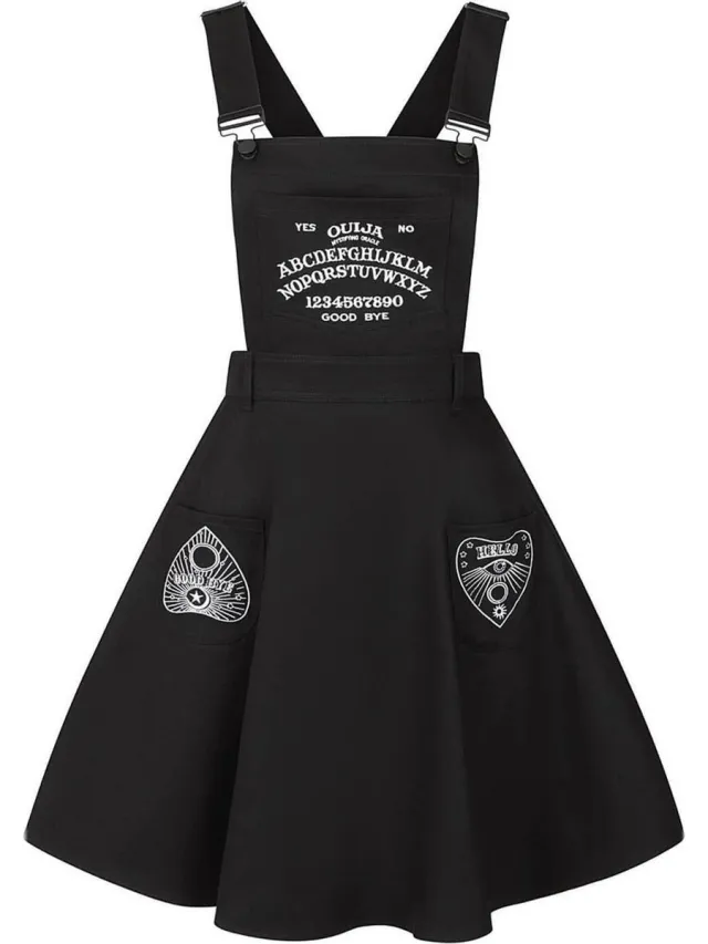 Hell Bunny Samara Pinafore Dames Midi-jurk - zwart