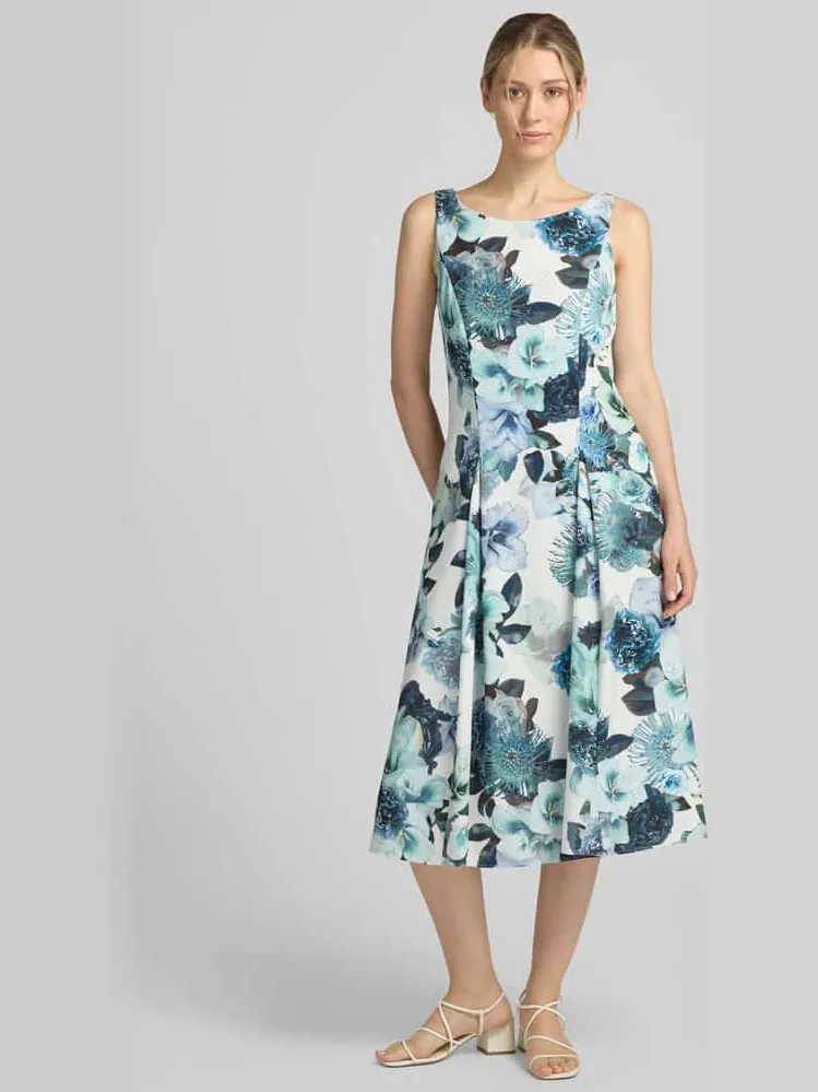 Vera Mont Getailleerde cocktailjurk met all-over motief Lichtgroen