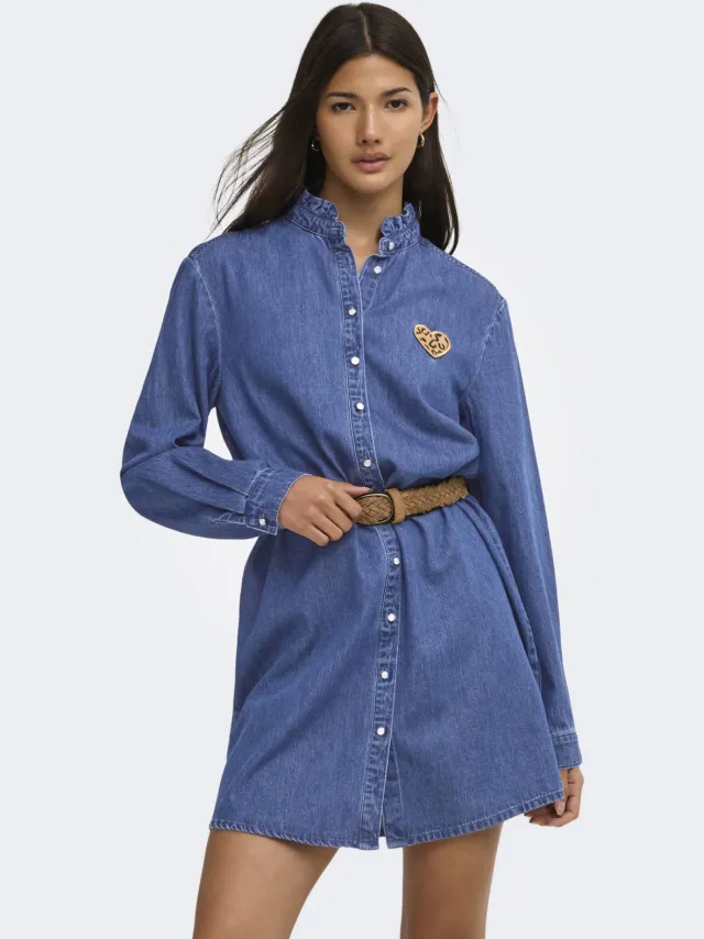 Only spijkerjurk met patches - blauw Medium blue denim