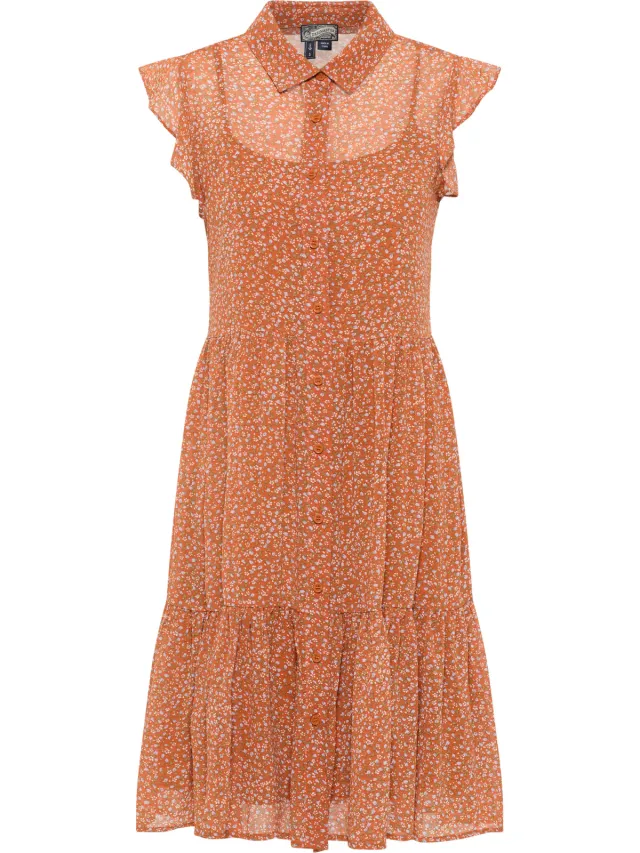 dreimaster Blouse jurk Dames Oranje Veelkleurig, foto 2