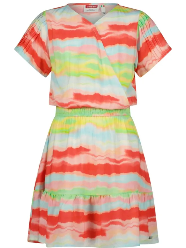 Vingino midi jurk rood multicolor Breeze red