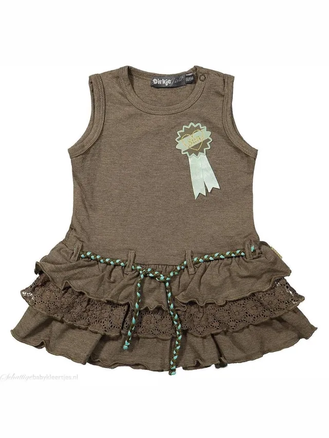 Dirkje Jurkje mouwloos Sunshine army green melee + soft mint green groen