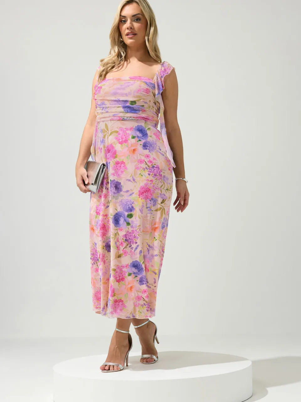 Yours London Nude Jurk Met Bloemenprint En Ruches, foto 2