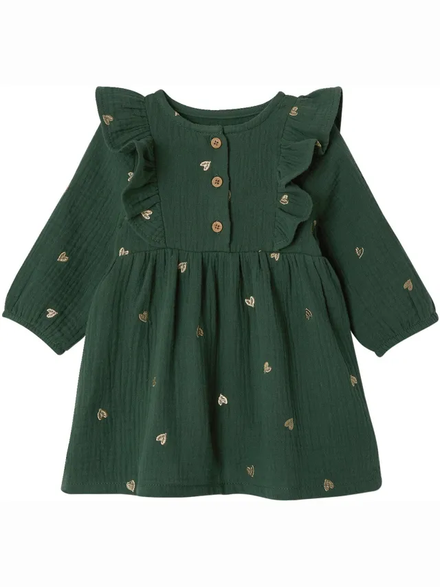 vertbaudet Babyjurk van mousseline groen
