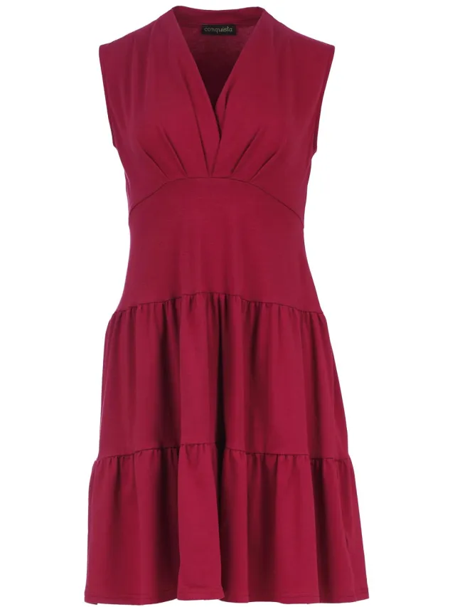 Conquista Witte blouse met satijnglans en strass-knoopdetail – Getailleerd en elegant Bordeaux