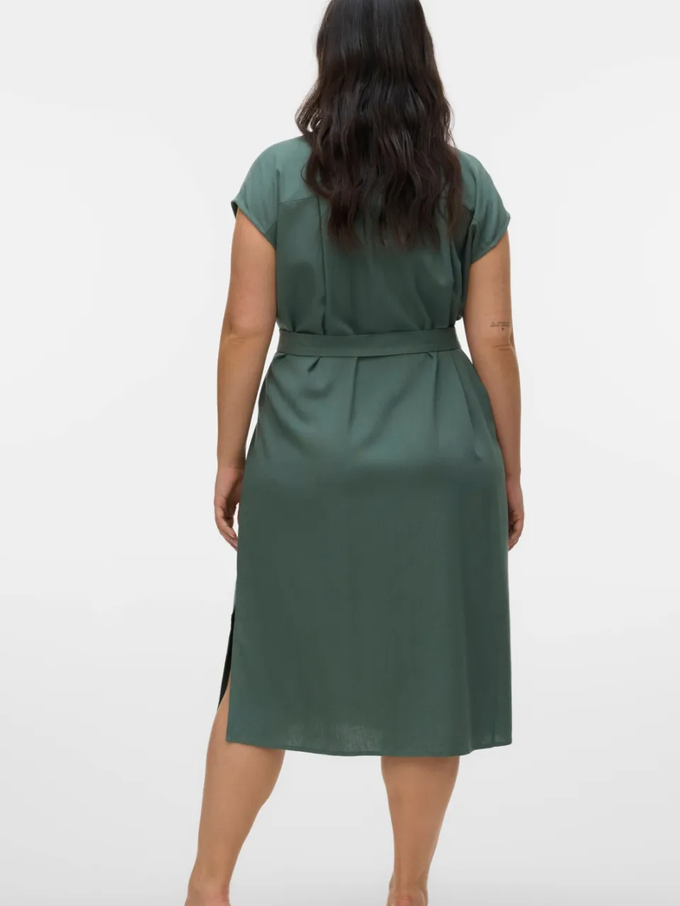 Vero Moda CURVE linnen gestreepte blousejurk groen, foto 4