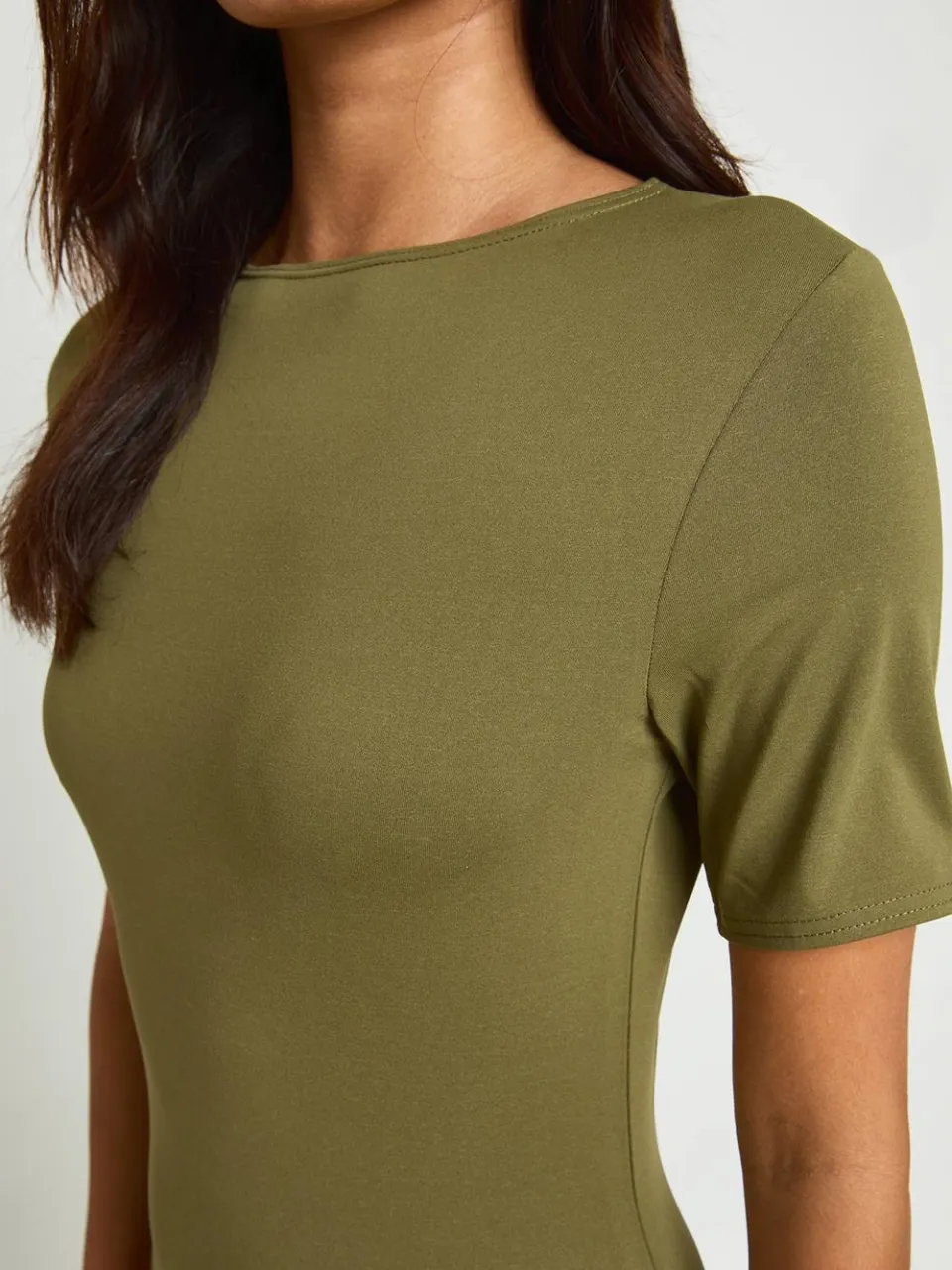 boohoo Dames Basis Superzachte Korte Mouw Maxi Jurk kaki, foto 4