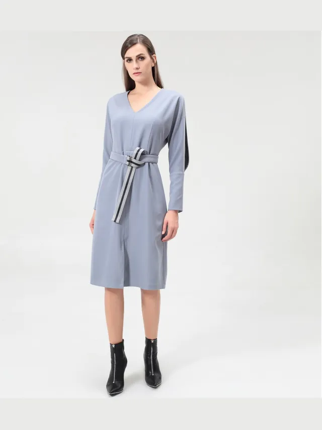 Smart & Joy V-hals jurk met vleermuismouwen Blauw