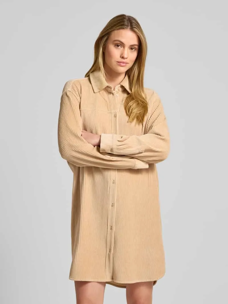 Jake*s Jurk van katoenmix in overhemdblouselook camel, foto 4