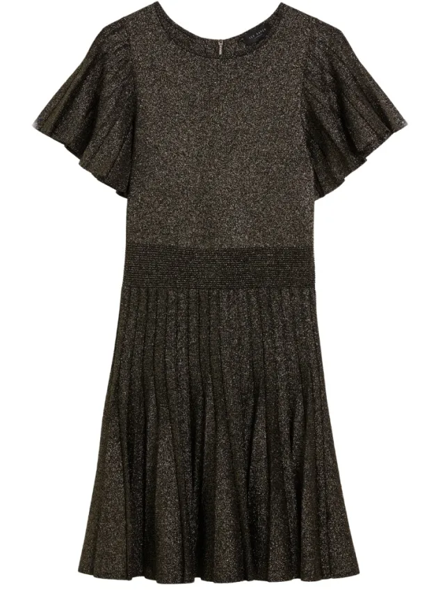 Ted Baker Madison Metallic Angel Sleeve Zwarte Gebreide Jurk, foto 2