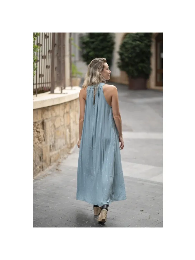 Isla Bonita By Sigris Lange Jurk Isla Bonita By Sigris Lange Midi-Jurk Blauw