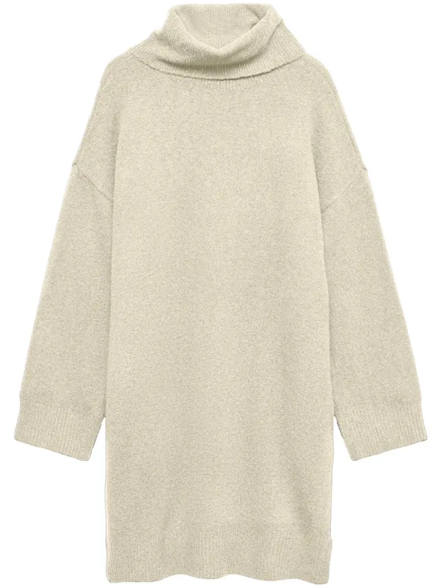 Vero Moda Gebreide jurk met col voor dames (Natuurlijk) Naturel
