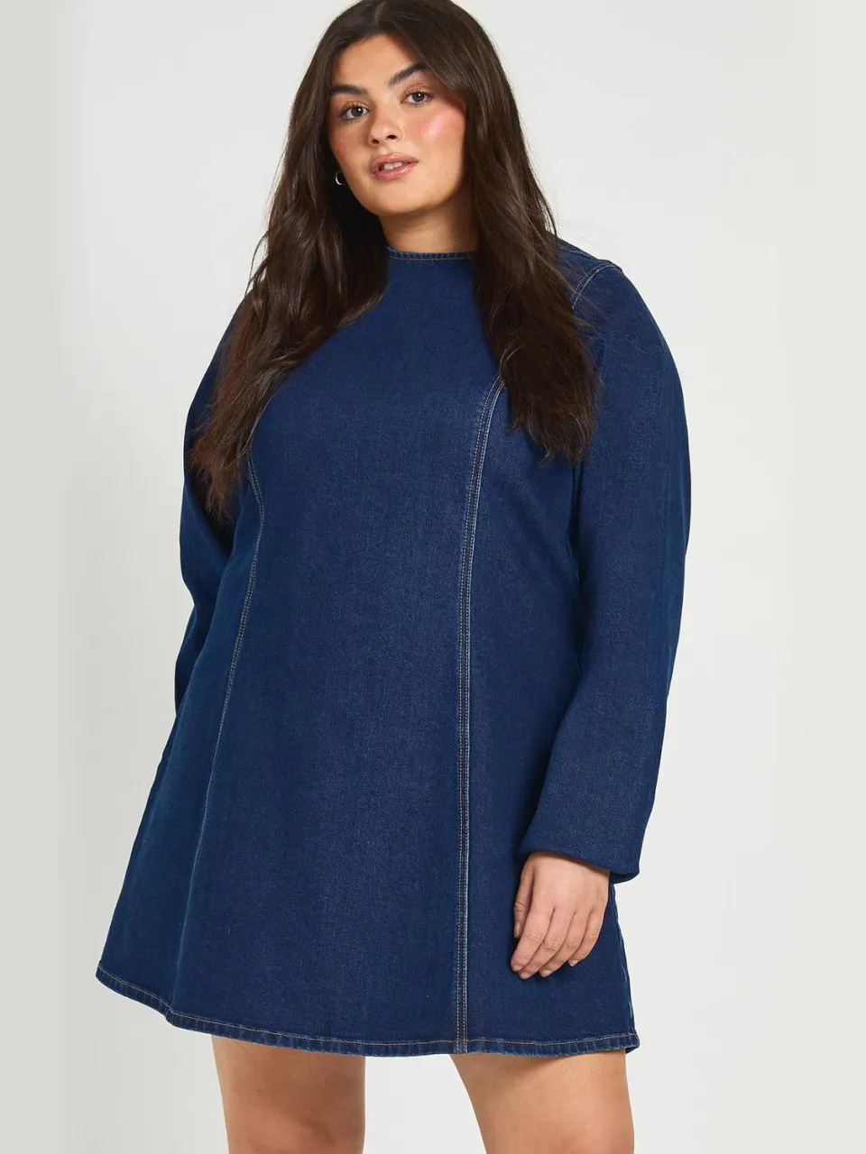 boohoo Dames Plus Denim Shift Jurk, foto 3