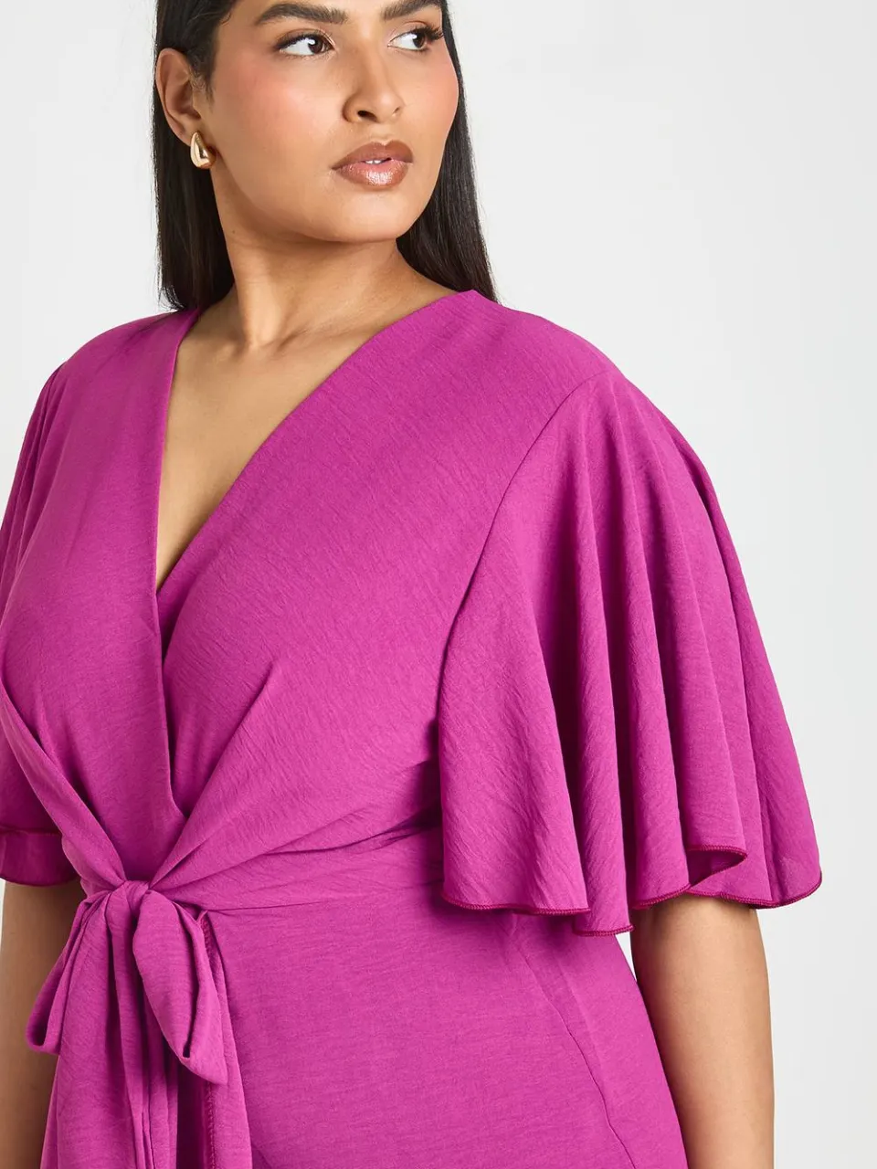 boohoo Dames Plus Getextureerde Maxi Jurk Met Strikdetail roze, foto 3