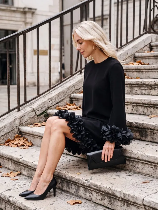 Ana Alcazar Dress Flowers Dames - Jurk - Zwart