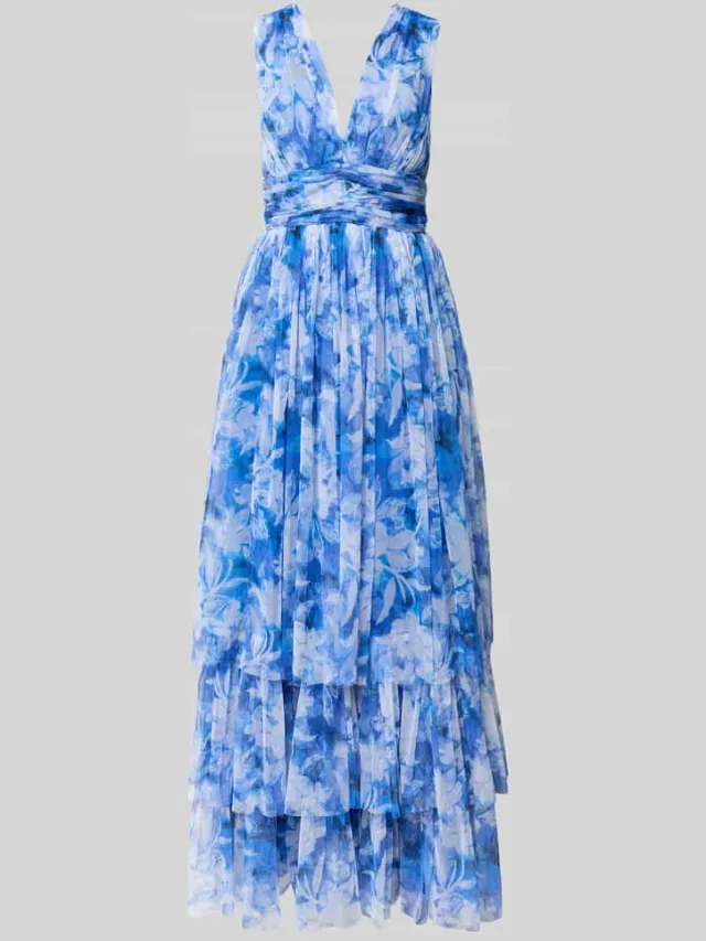 Lace & Beads Cocktailjurk in laagjeslook blauw, foto 2