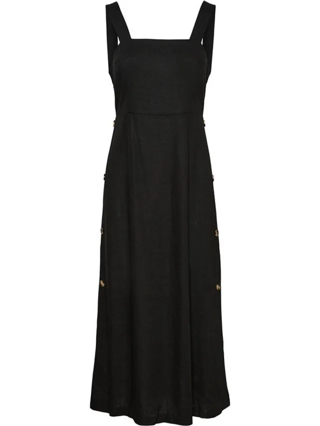 Vero Moda Kalla 7/8 Lange Jurk Zonder Mouwen Zwart M Vrouw Black