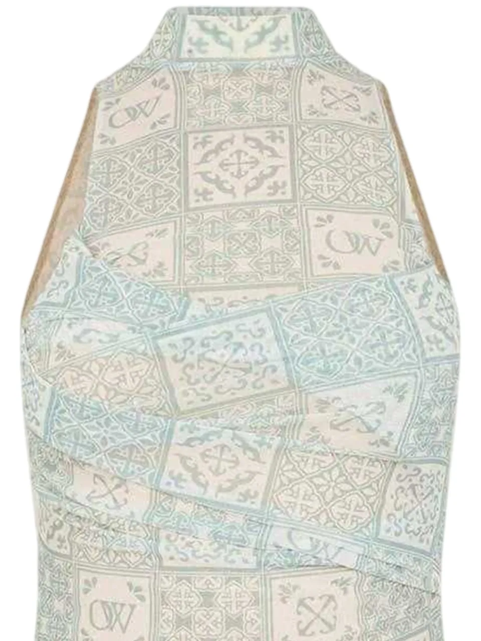 Off White Dames Tulle Hoge Kraag Slip Dress (Blauw/Wit), foto 2