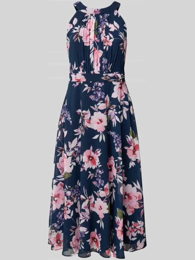 Christian Berg Cocktail midi-jurk met all-over bloemenmotief donkerblauw, foto 2