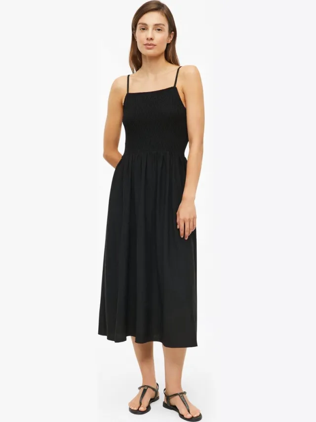 S.Oliver female - Spaghettibandjurk met smokdetail zwart