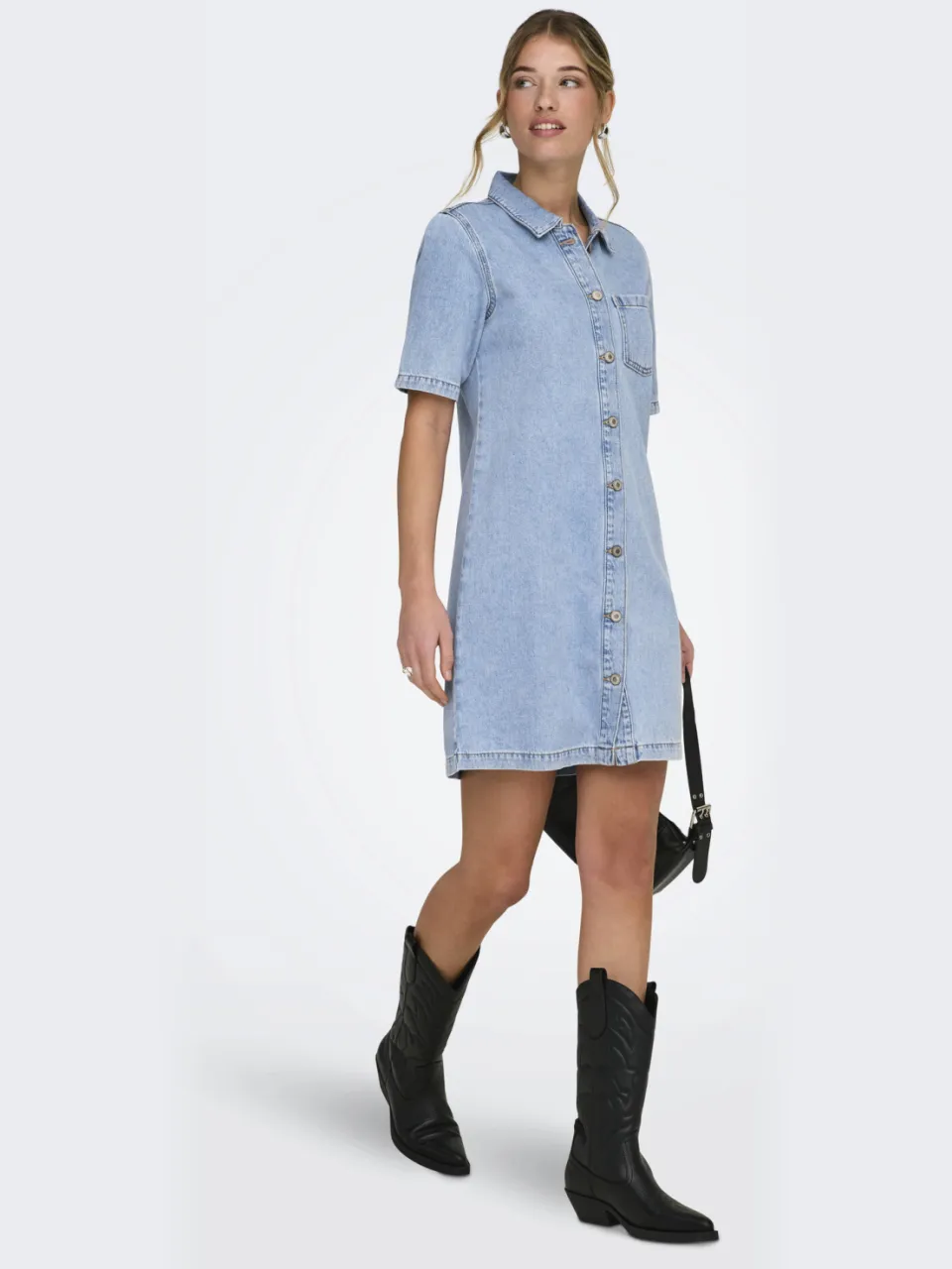 Only spijkerjurk light blue denim, foto 4