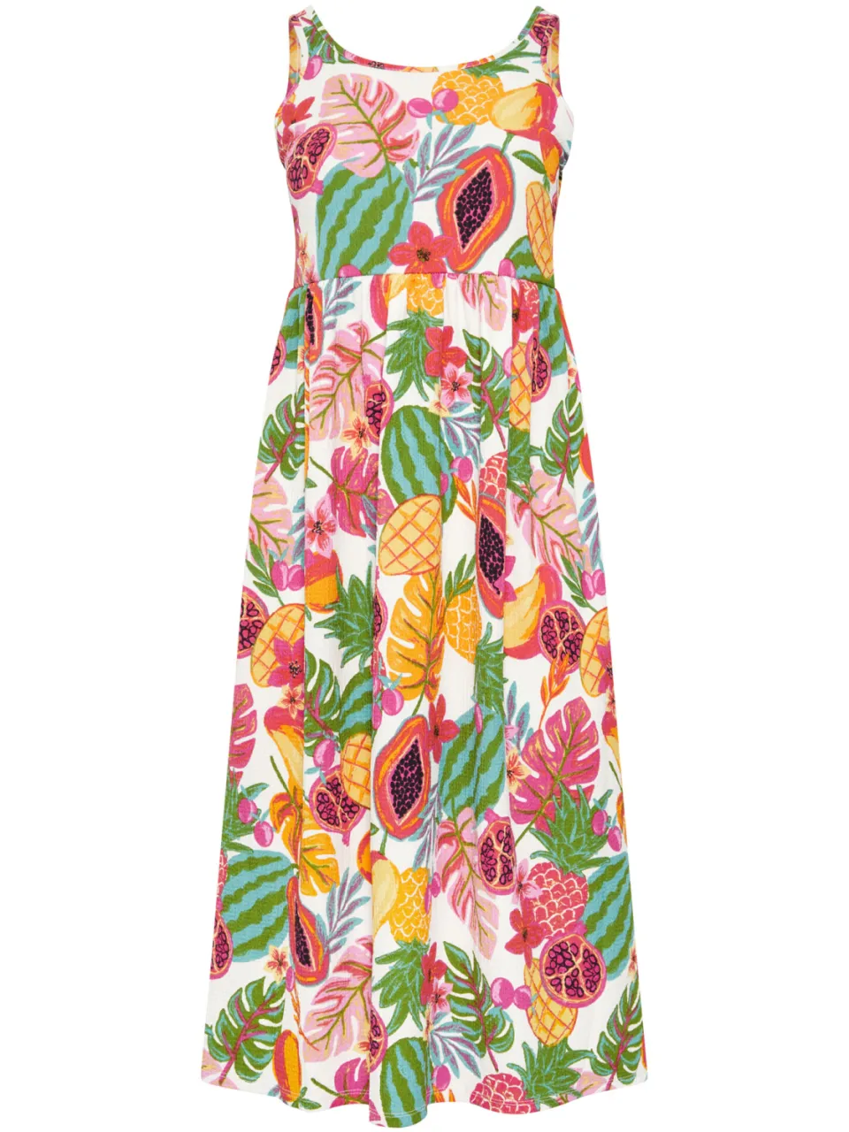Yours Witte Gesmokte Jurk Met Fruitprint, foto 3