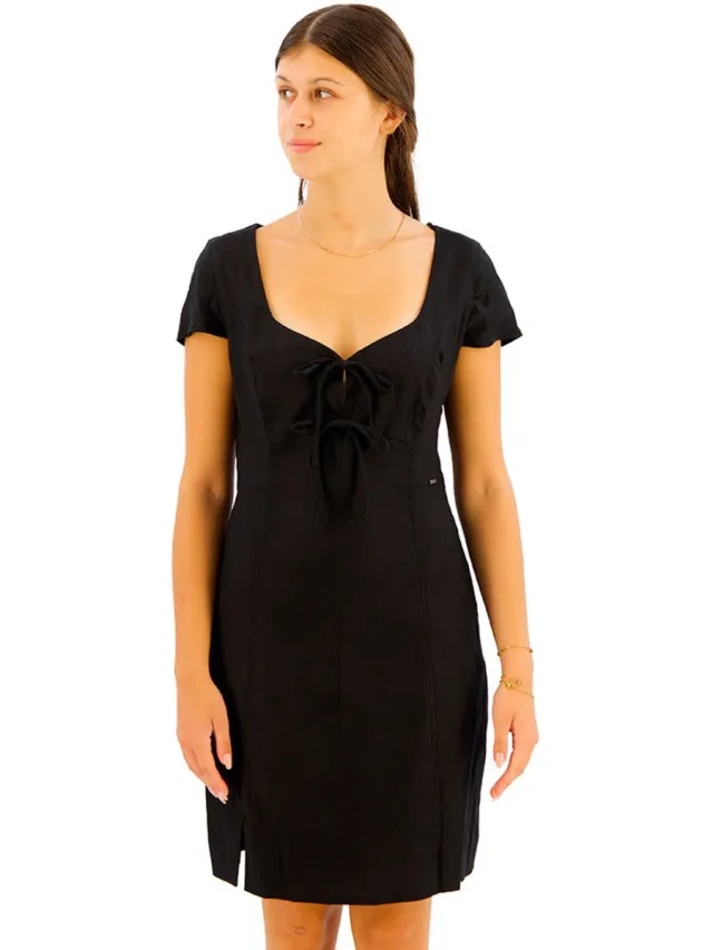 Guess Isabeau Bows Korte Mouwen Korte Jurk Zwart S Vrouw Jet Black A996