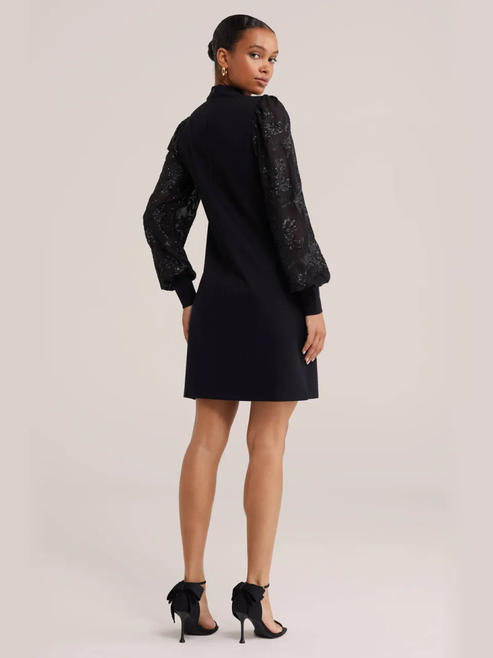 WE Fashion korte glitterjurk met pailletten - zwart, foto 3