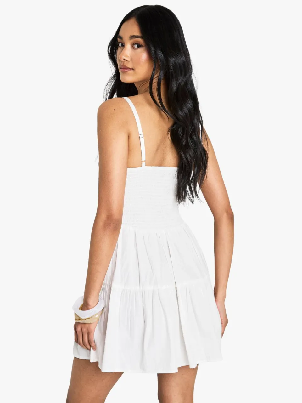 boohoo Dames Katoenen Melkvrouw Mini-jurk wit, foto 2
