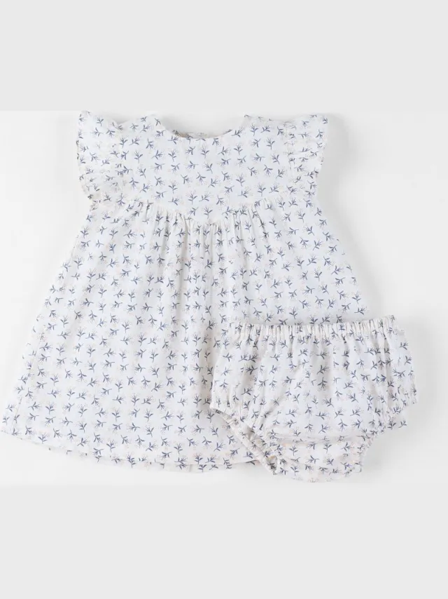 Noukie's Jurk + bloomer - Katoenen voile - 2 jaar 92 ecru
