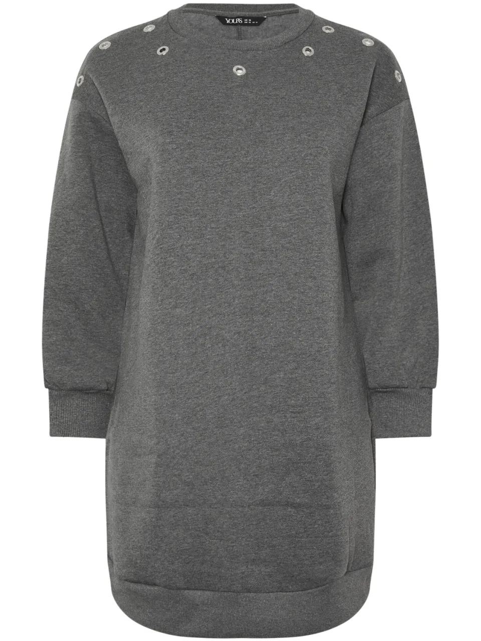 Yours Grijze Sweatshirtjurk Met Oogjes-56 grijs, foto 4