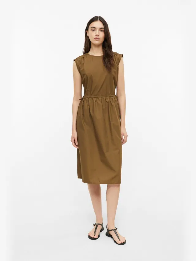 S.Oliver female - Midi-jurk met verstelbare taille en steekzakken bruin