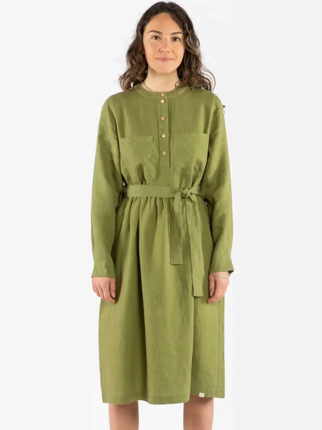 MATONA dames vegan Jurk Belted Kardemomgroen Lichtgroen