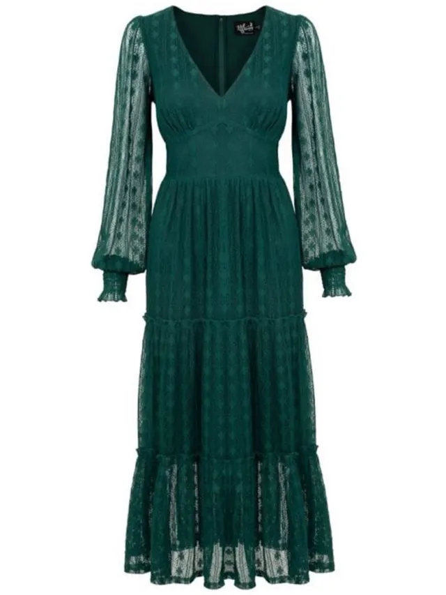 Hell Bunny Rhianne Dress Dames Maxi-jurk - groen