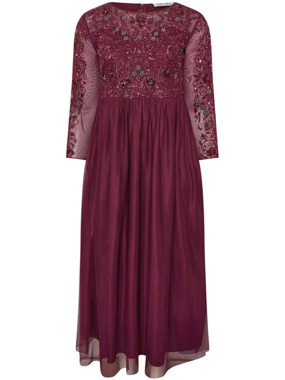 Luxe: Ultimate Embellishment Luxe Bourgondië Rode Pailletten Bloemen Hand Versierde Maxijurksize 42 rood, foto 4