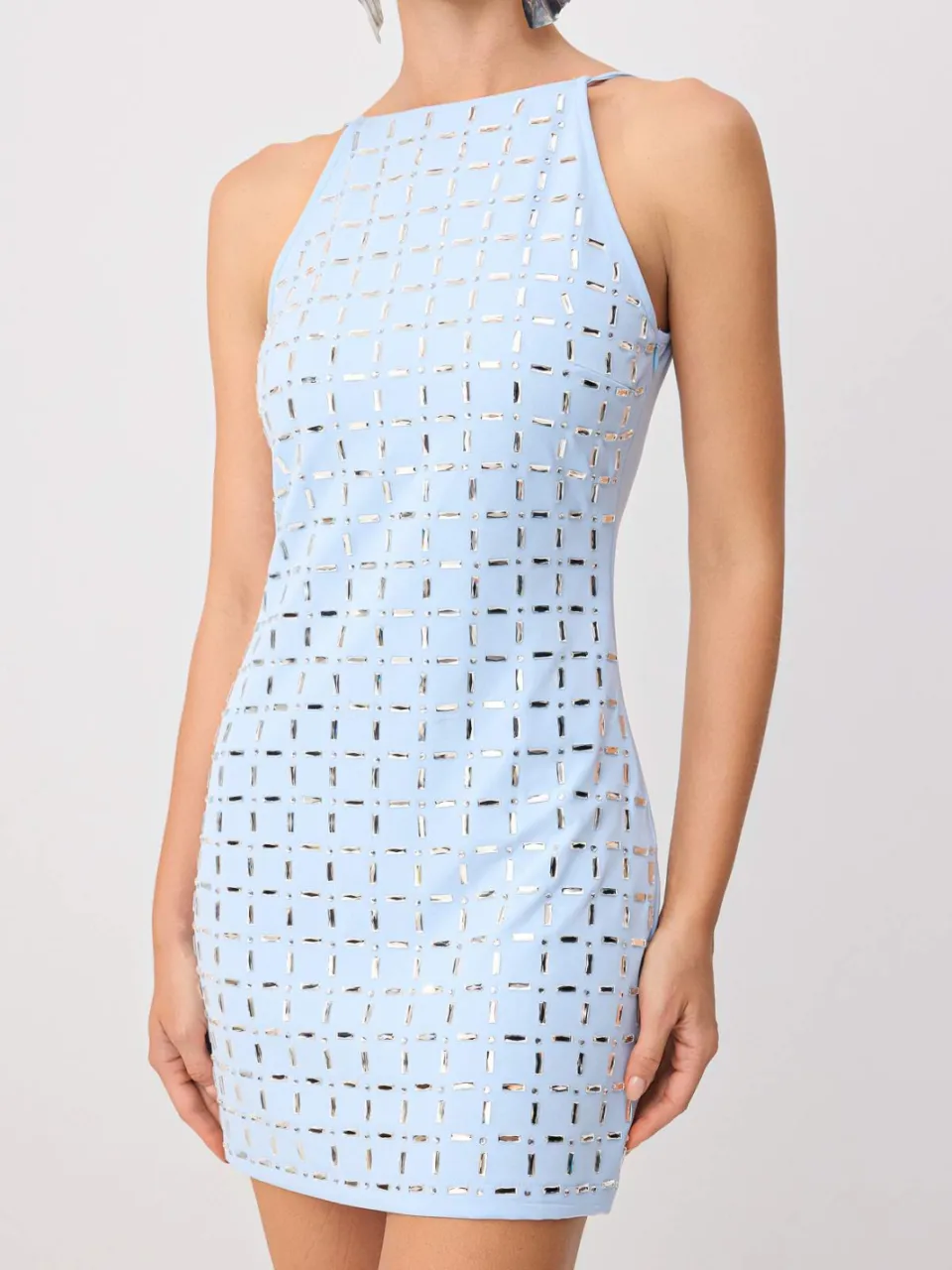 Trendyol TRENDYOLMİLLA Dames Donkerblauw Effen Kort / Mini Mouwloos Bodycon Jurken blauw, foto 2