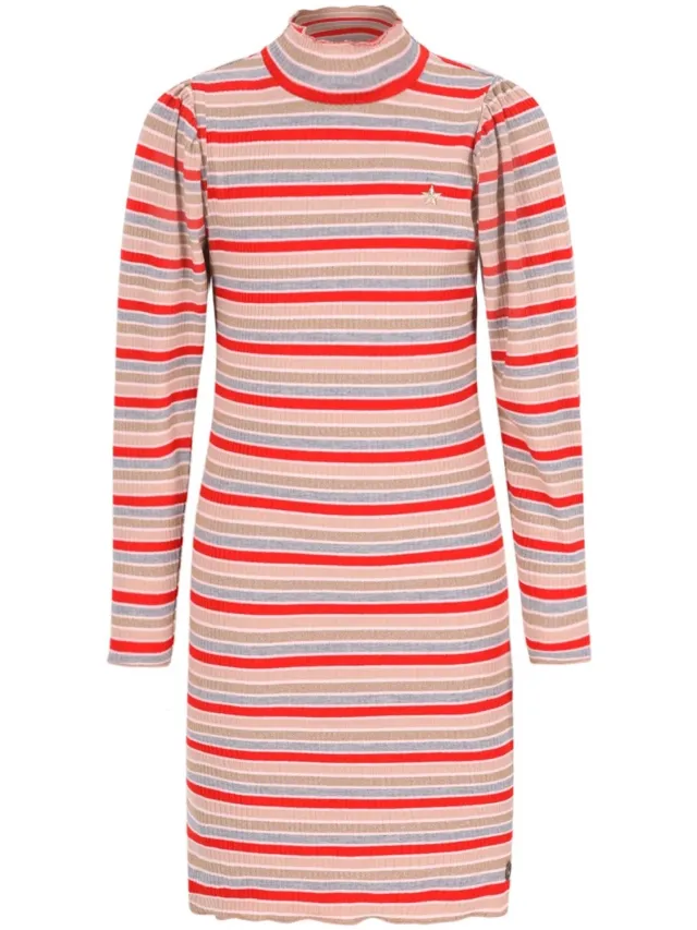 Like Flo Meef striped rib straight dress - Lurex stripe