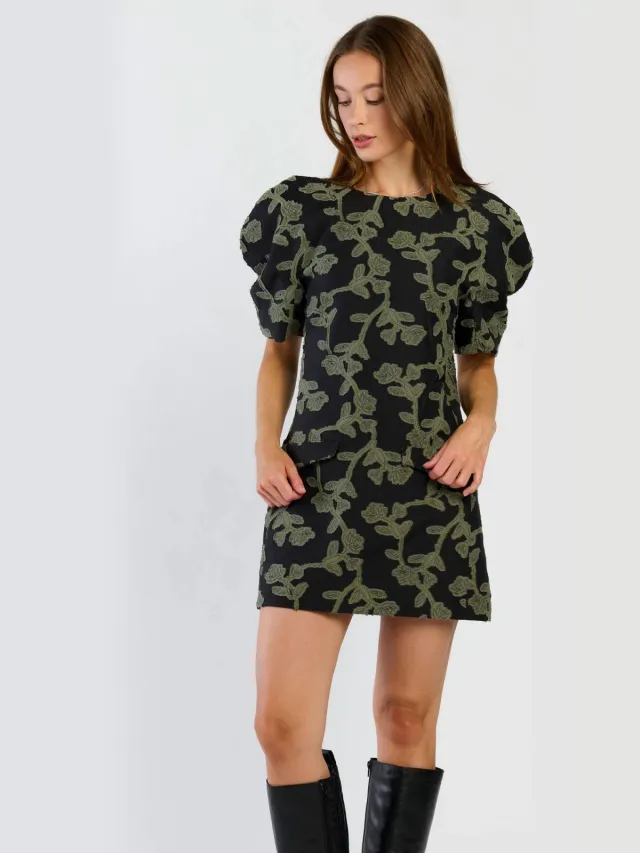 Spooq the label gebloemde mini jurk - zwart/groen