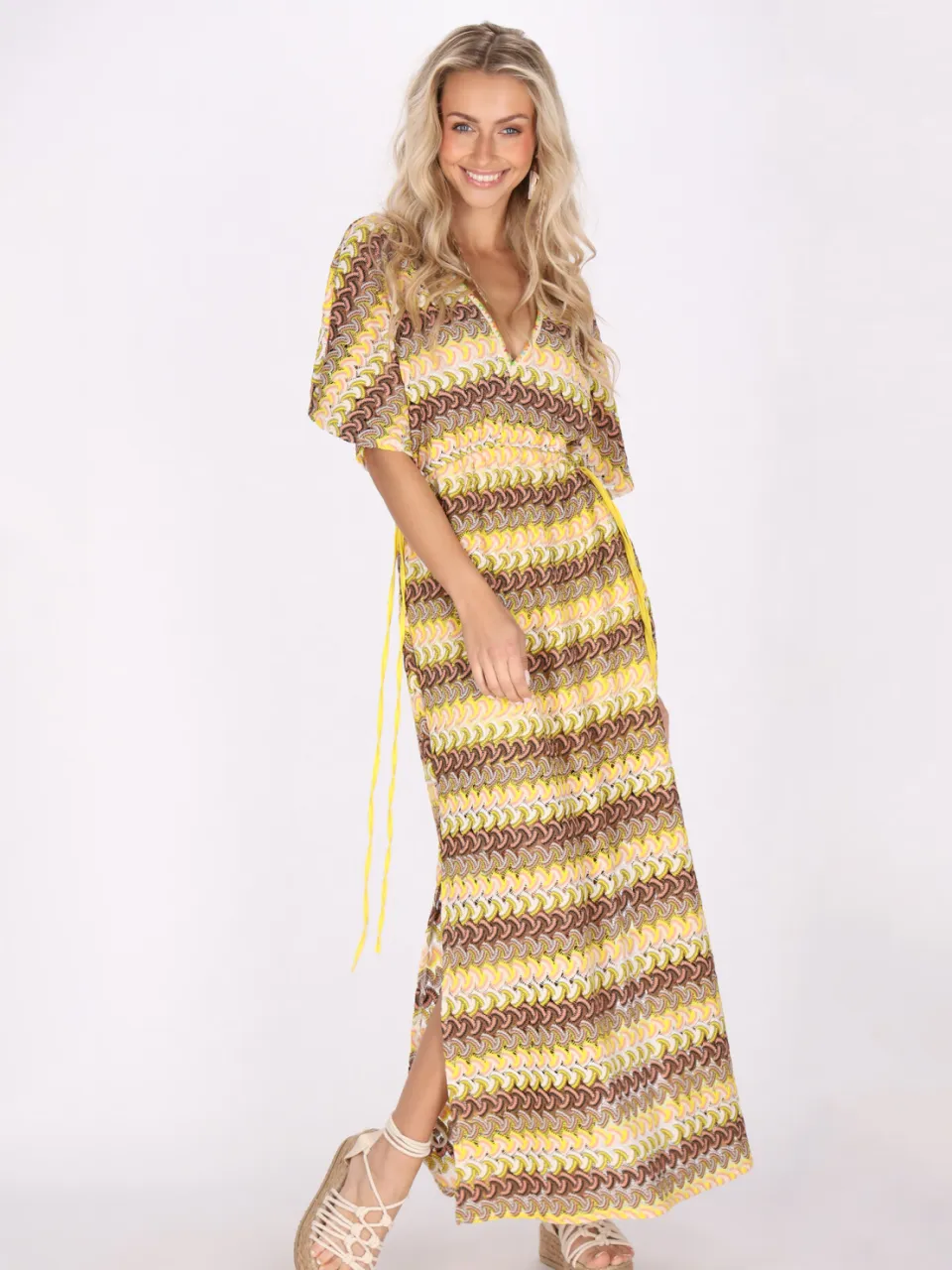 IZIA Jurk Dames Geel veelkleurig