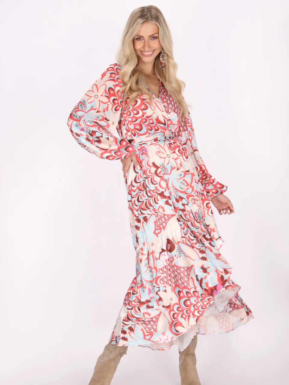 IZIA Jurk Dames Rood Veelkleurig