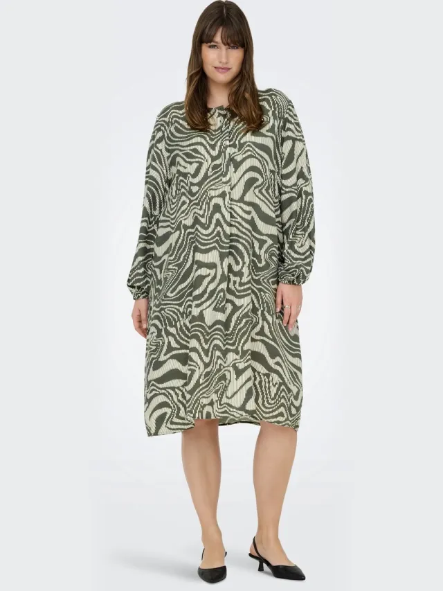 Only Carmakoma CARITHILDA L/S BLK DRESS AOP - Dames - Mini jurken kambaba/organic strokes