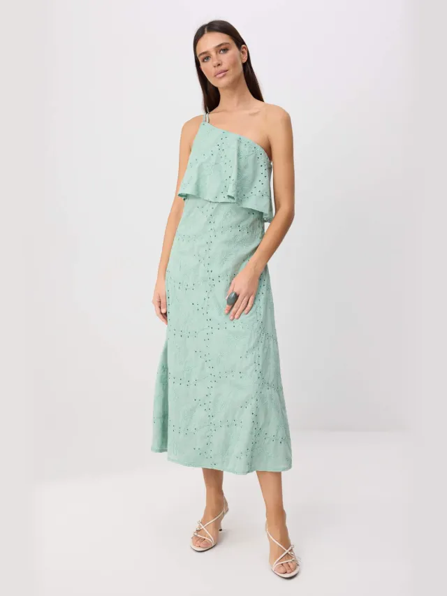 Trendyol TRENDYOLMİLLA Dames Groen Effen Midi Mouwloos A-lijn Jurken