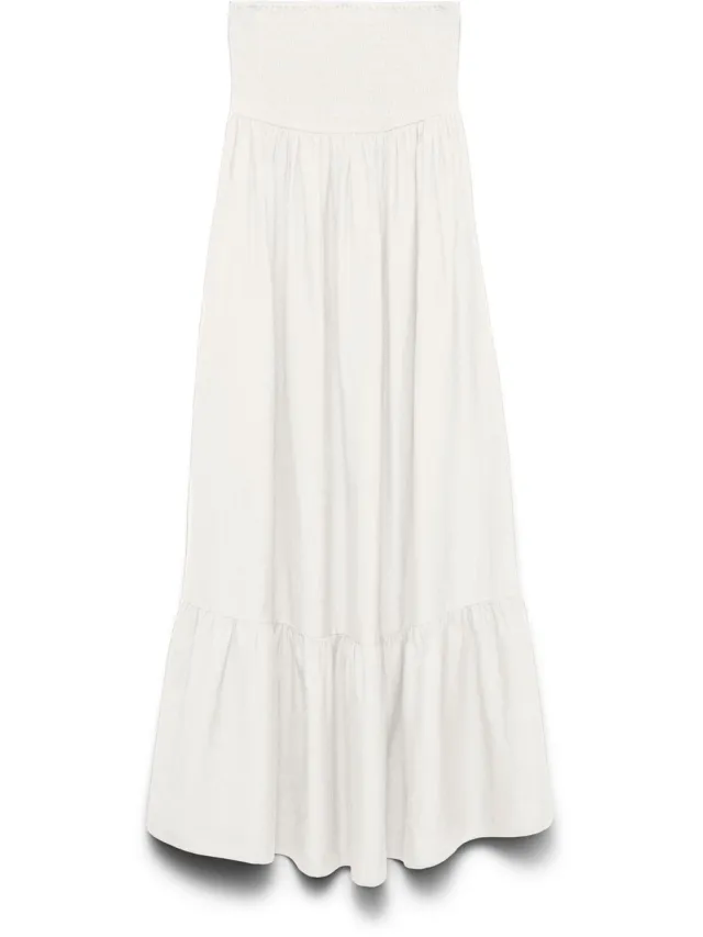 Vero Moda Awalisa Bandeau Ankle Mouwloze Midi-jurk Wit XS Vrouw Snow White